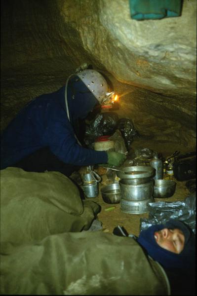 camp - Deep underground campsite, Migovec System (D. Wilson)