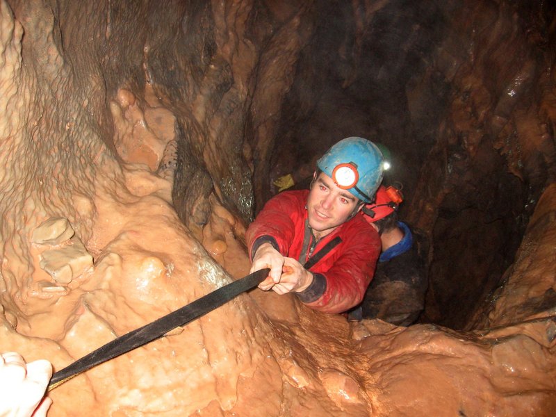 jarvist frost - ofd one - joe climbing down from crystal chamber