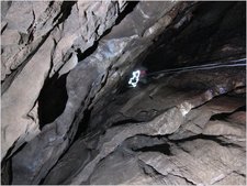 jarvist frost - tim descending last rebelay aquamole entrance pitch