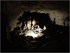 jarvist frost - powershot g5 - Eglwys Faen - group shot in entrance chamber flash2