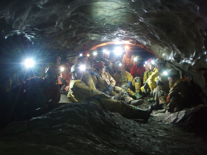 By some miracle a large contigent of the Gaping Gill exchange (more to come on that) managed to bump into to each other, which enabled this group photo down Gaping Gill which left to right is:- Tim Palmer, Goaty(Mike Rogerson), Malcolm Barr, Jim Briggs, Chris Backhouse, Simon Seward, Sam Page, Jarvist Frost, Phil Hay, Mark Evans, Jim Evans, Rob Chaddock, Ian Mckenna, Dave Mountain, Chris Birkhead, Harry Locke, James Kirkpatrick(pic1)/Jan Evetts(pic3), Clare Tan. Which happens to include presidents for: 81, 82, 85, 86, 89, 93, 94, 99, 04, 05, 07, 10, 11! Such organisation is hither to unknown in the annals of IC caving.