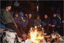 groupbivifire02 - Night at the surface camp, Migovec Plateau, Slovenia